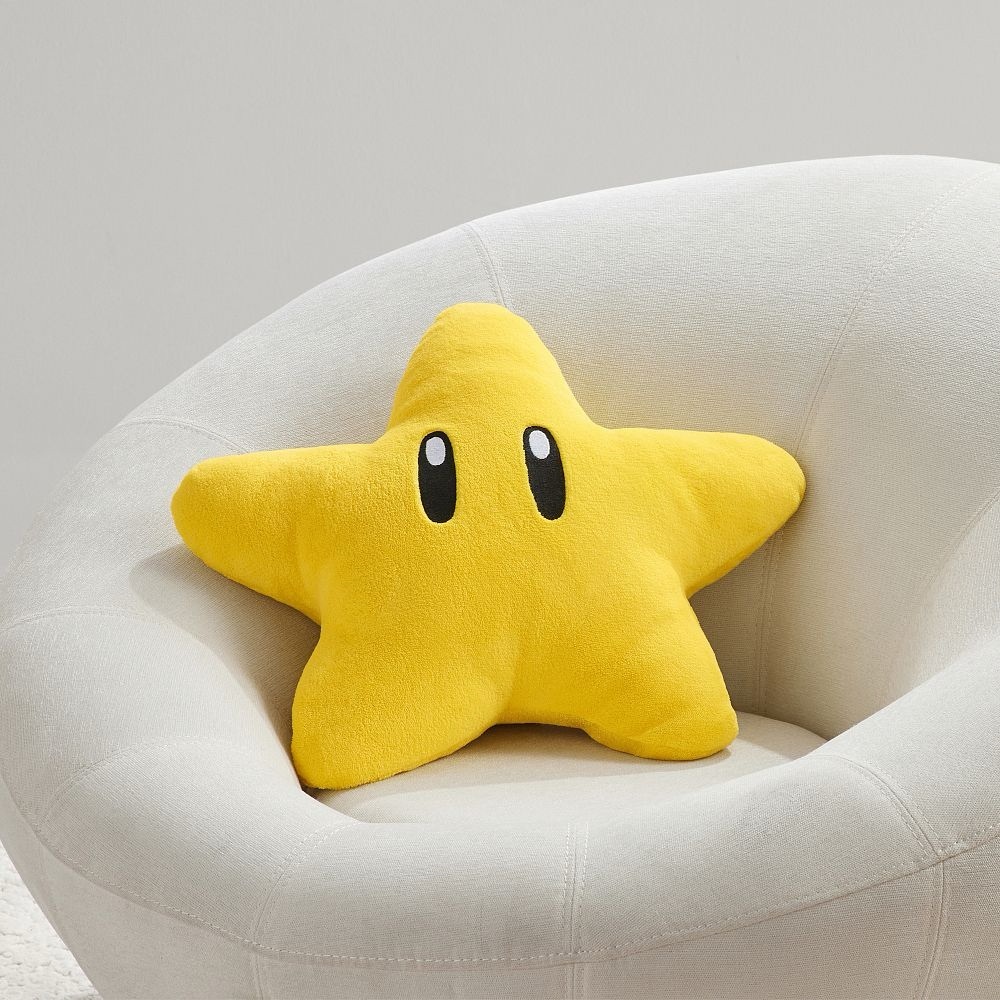 Pottery Barn Teen Mario Star-Shaped Yellow Pillow